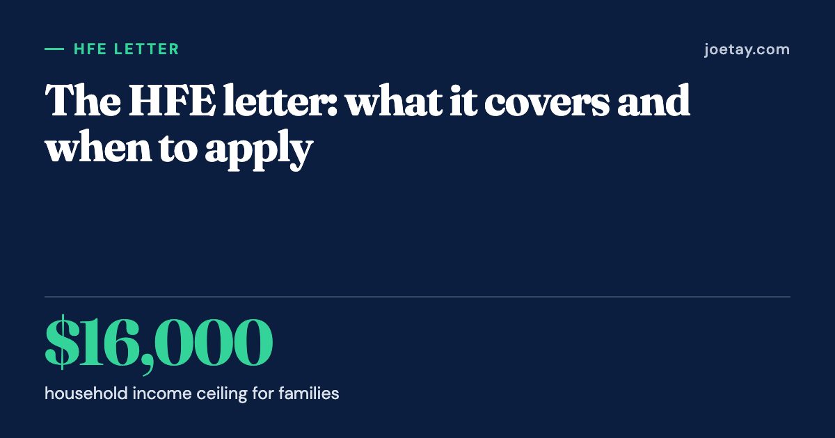 The HFE letter: what it covers and when to apply: $16,000 household income ceiling for families.