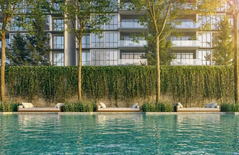 Amberwood at Holland day lounges by the pool, artist's impression