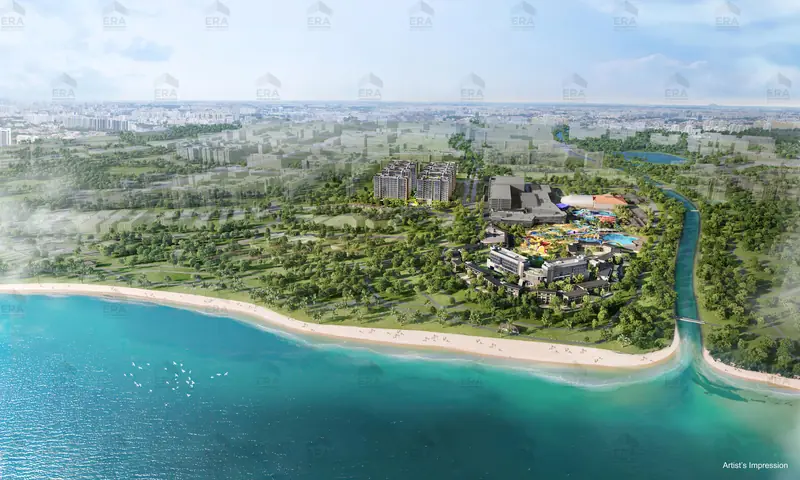 Coastal Cabana aerial view along the Pasir Ris coast, artist's impression