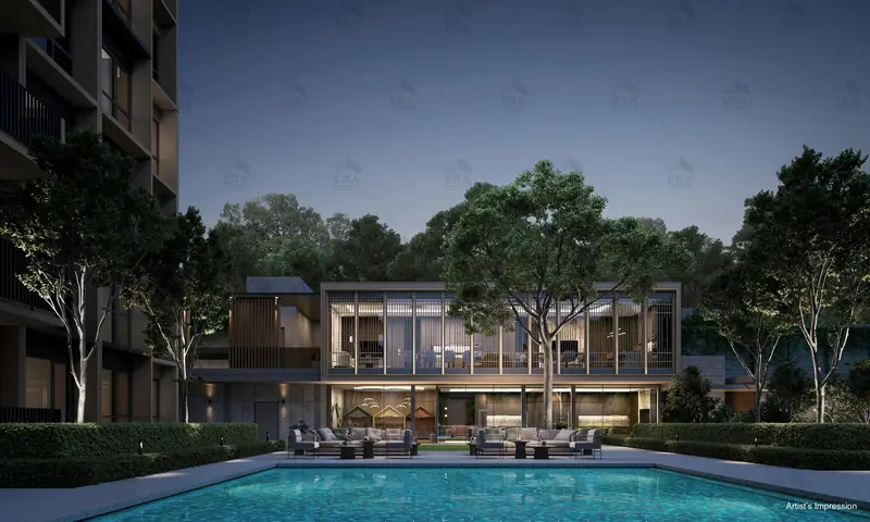 Coastal Cabana clubhouse at night, artist's impression