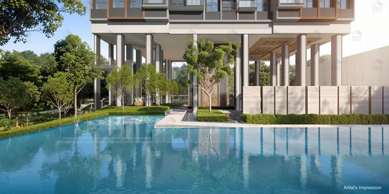 Hudson Place Residences pool under the block, artist's impression