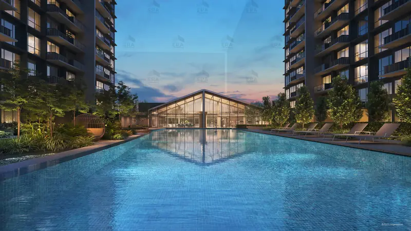 Lucerne Grand pool at night, artist's impression