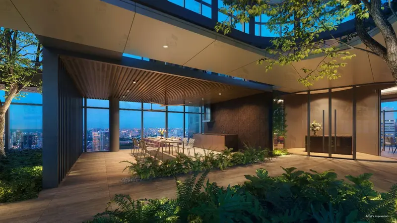 Newport Residences sky garden lounge, artist's impression