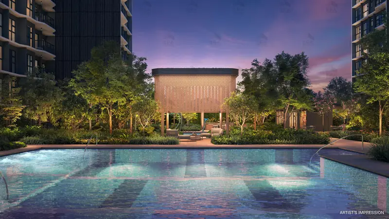 Pinery Residences pavilion at night, artist's impression