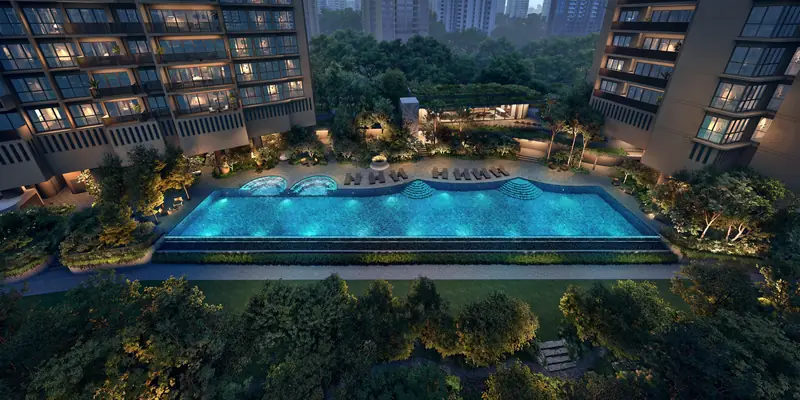 River Modern pool at night, artist's impression