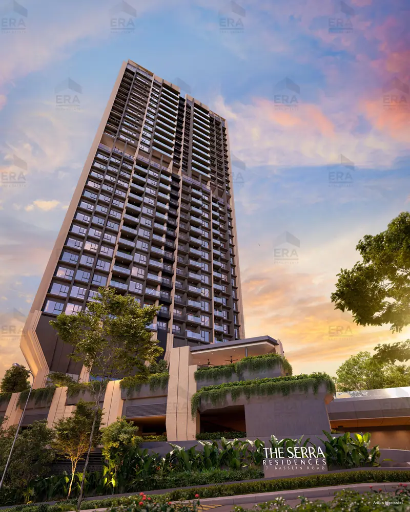 The Serra Residences tower looking up, artist's impression