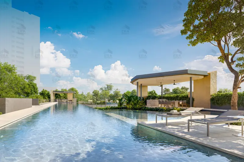 The Serra Residences pool deck, artist's impression