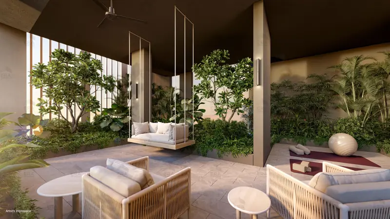 The Serra Residences retreat lounge and zen deck, artist's impression