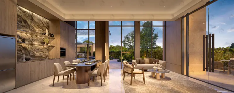 The Serra Residences dining room, artist's impression