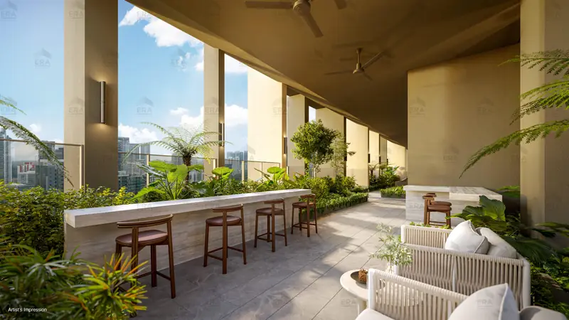 The Serra Residences social lounge, artist's impression