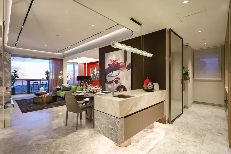 W Residences Marina View 3-bedroom showflat kitchen and living