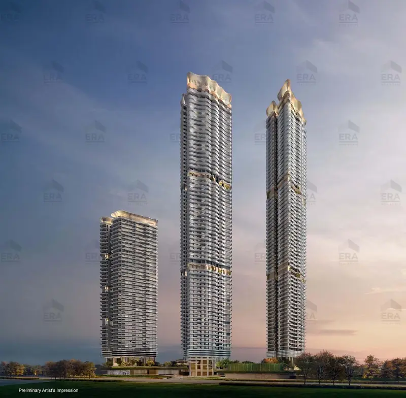 Zyon Grand towers at dusk, artist's impression