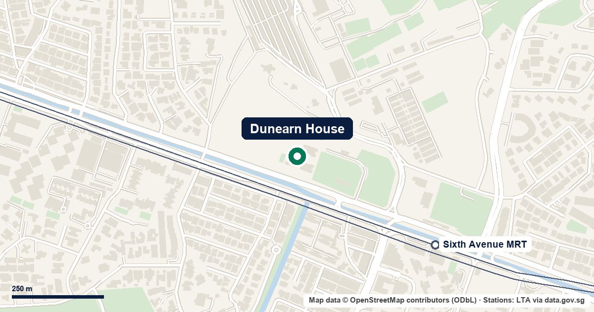 Map of Dunearn House at Dunearn Road, D11, 450 m from Sixth Avenue MRT