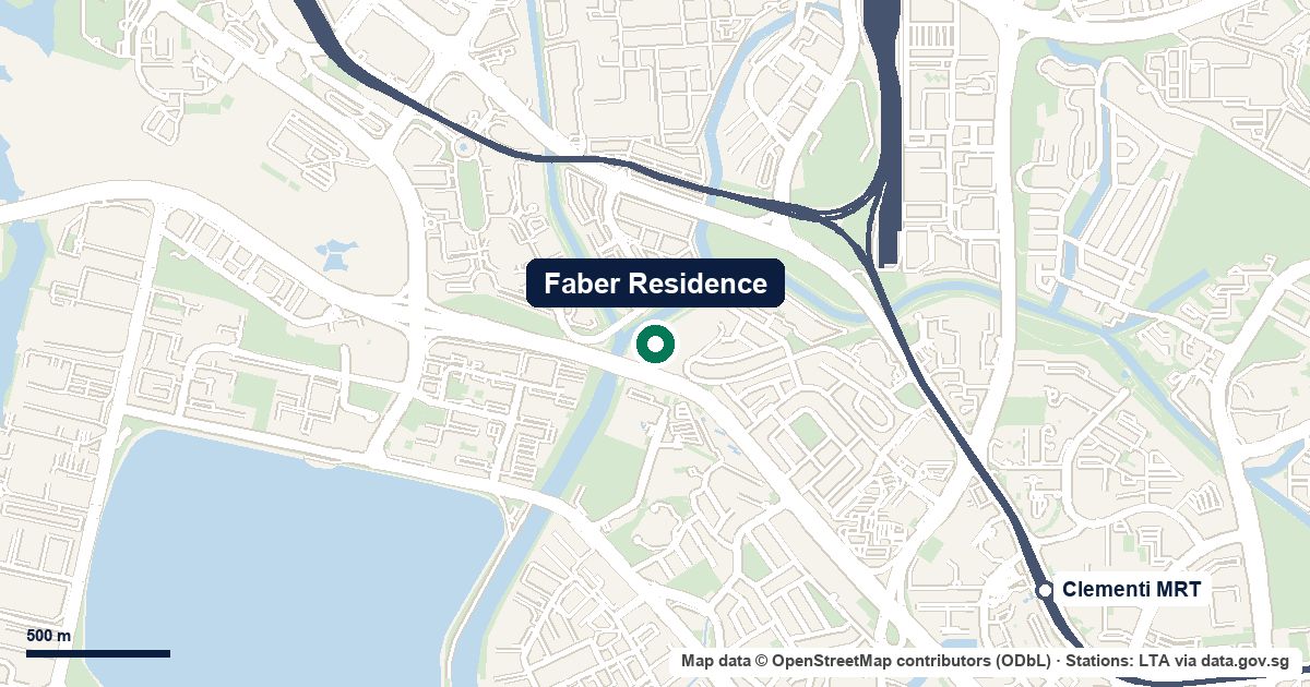 Map of Faber Residence at Faber Walk, D05, 1.6 km from Clementi MRT