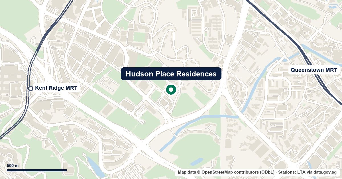 Map of Hudson Place Residences at Media Circle, D05, 1.1 km from Commonwealth MRT