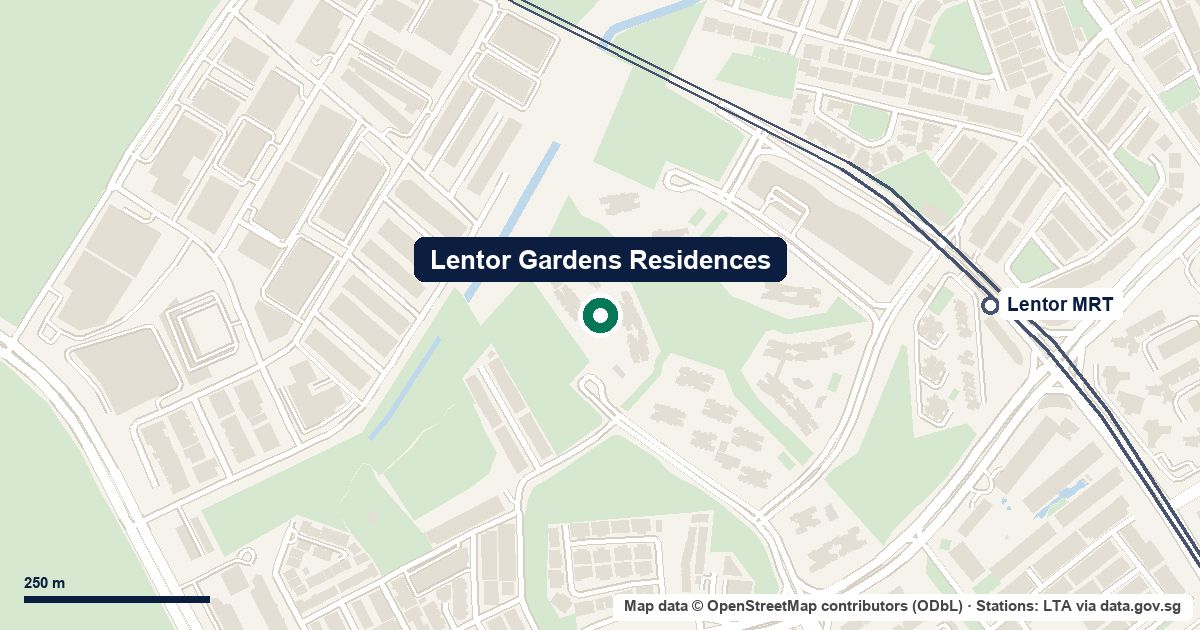 Map of Lentor Gardens Residences at Lentor Gardens, D26, 530 m from Lentor MRT