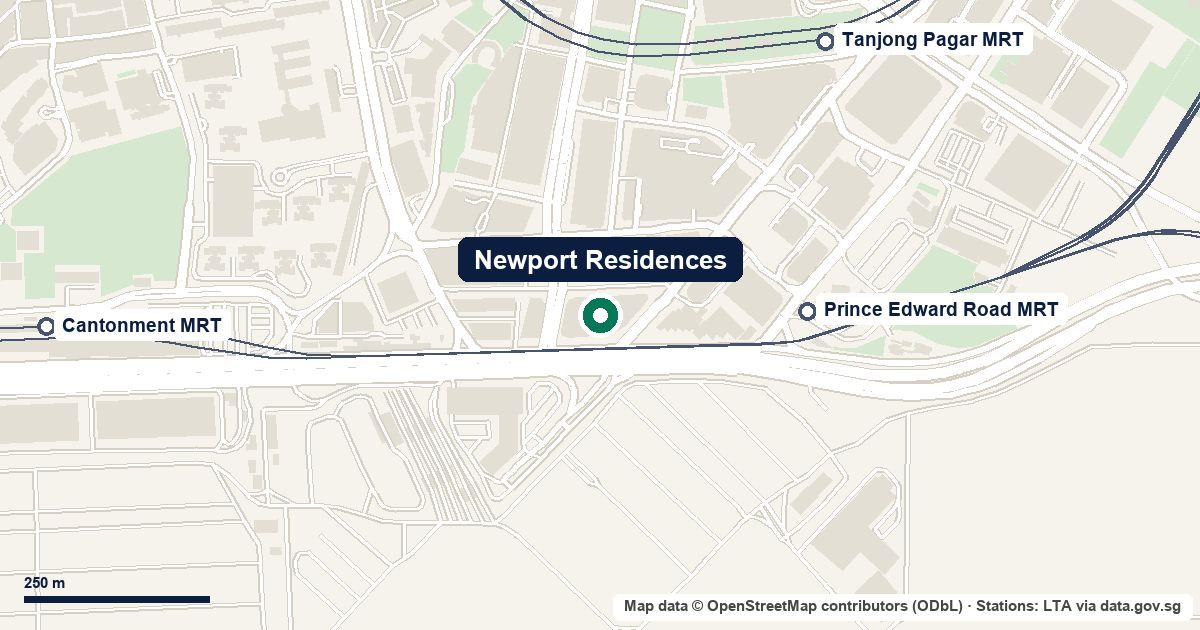 Map of Newport Residences at 80 Anson Road, D02, 280 m from Prince Edward Road MRT