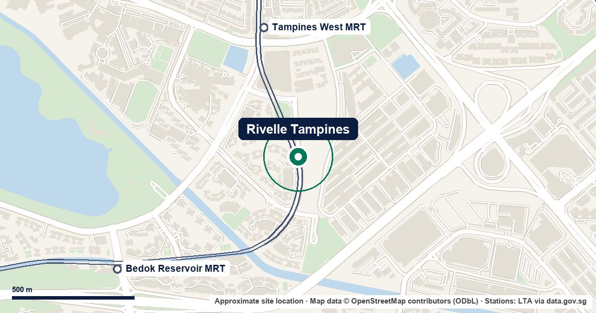 Map of Rivelle Tampines at Tampines Street 95, D18, 540 m from Tampines West MRT