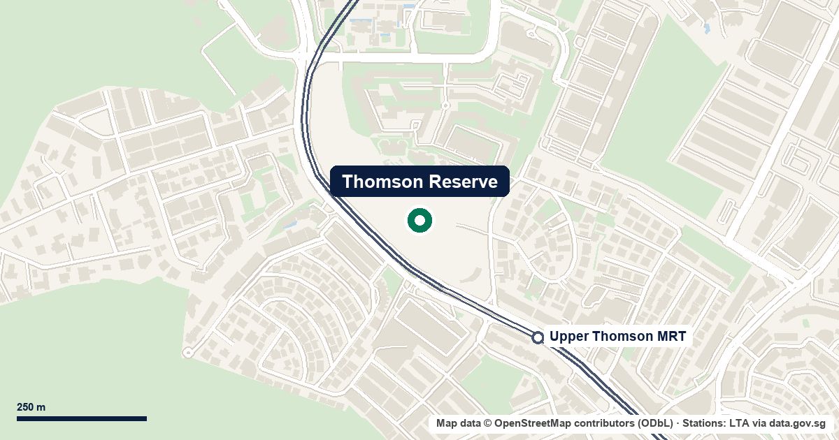 Map of Thomson Reserve at Bright Hill Drive, D20, 320 m from Upper Thomson MRT