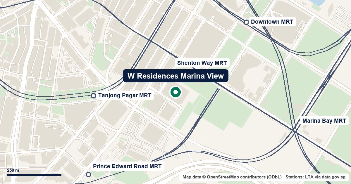 Map of W Residences Marina View - Singapore at Marina View, D01, 150 m from Shenton Way MRT