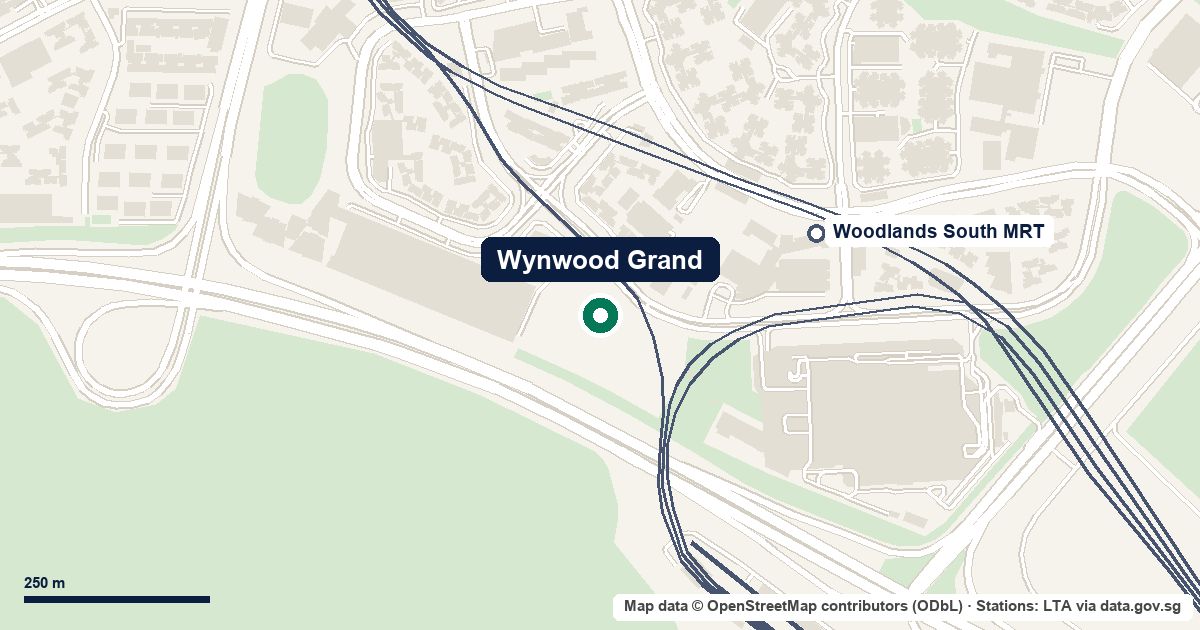 Map of Wynwood Grand at Woodlands Drive 17, D25, 310 m from Woodlands South MRT